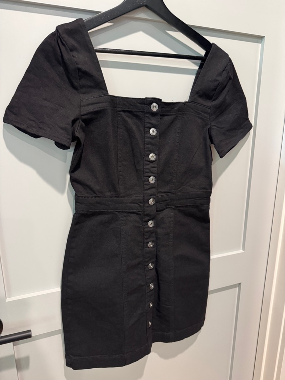 Black Button-Front Mini Dress